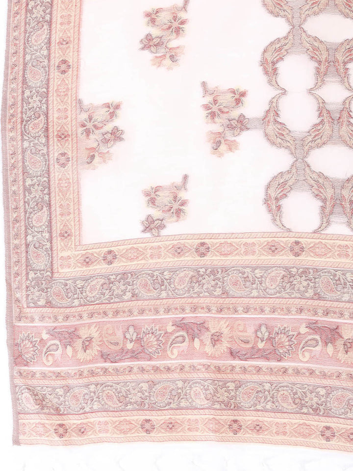 Printed Chanderi Unstitched Suit With Dupatta