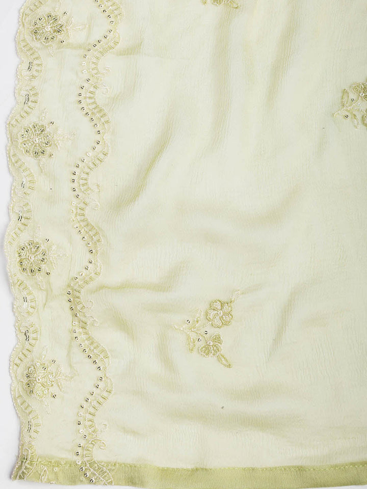 Embroidered Chanderi Unstitched Suit Piece With Dupatta
