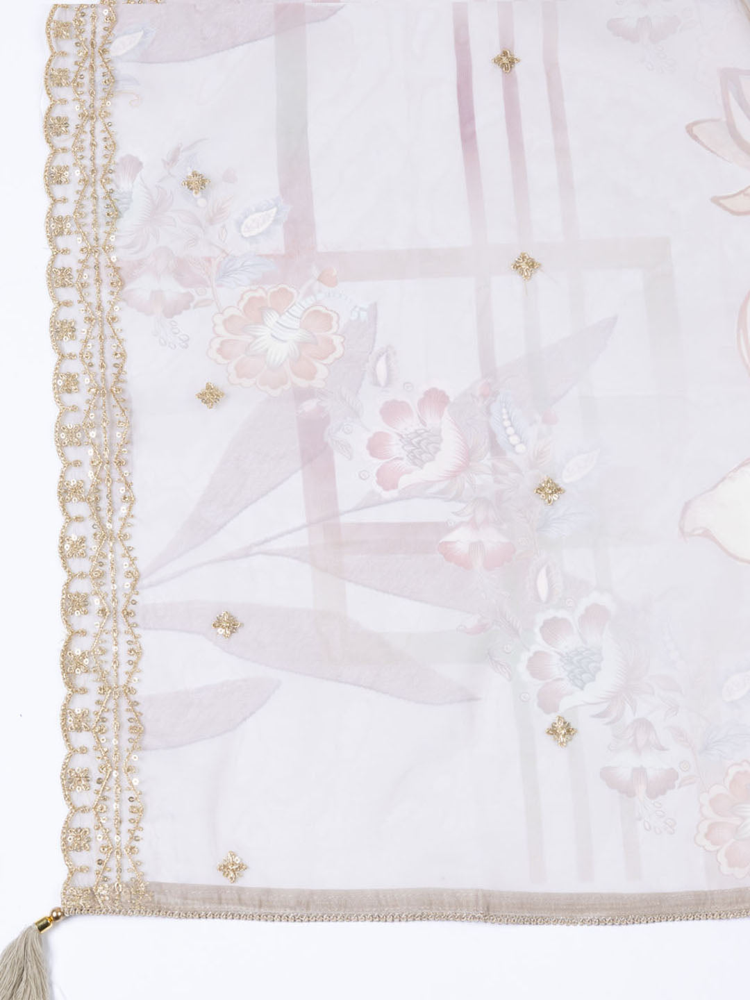 Neck Embroidered Tissue Unstitched Suit Piece With Dupatta