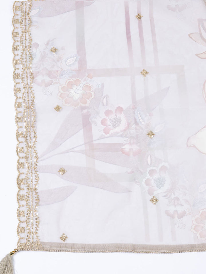 Neck Embroidered Tissue Unstitched Suit Piece With Dupatta