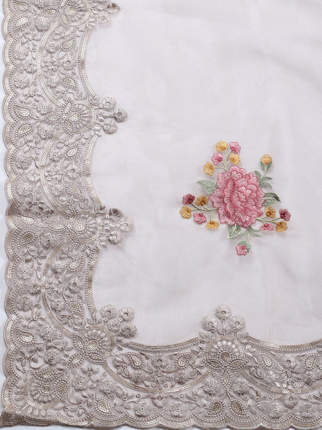 Embroidered Organza Unstitched Suit With Dupatta