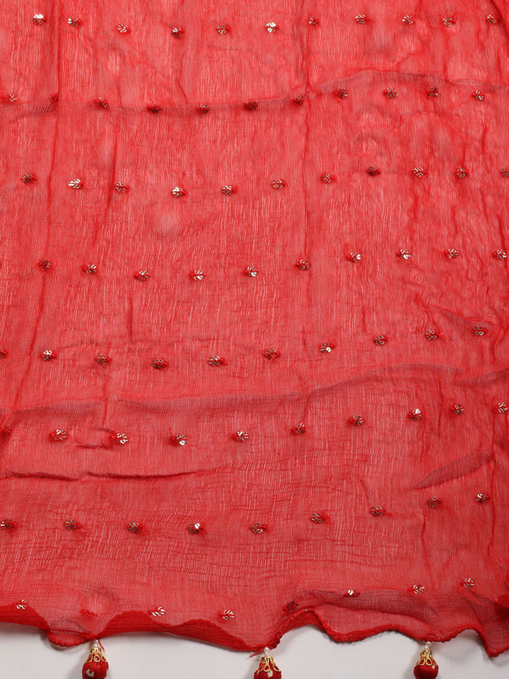 Neck Patti Cotton Blend Unstitched Suit Piece With Dupatta