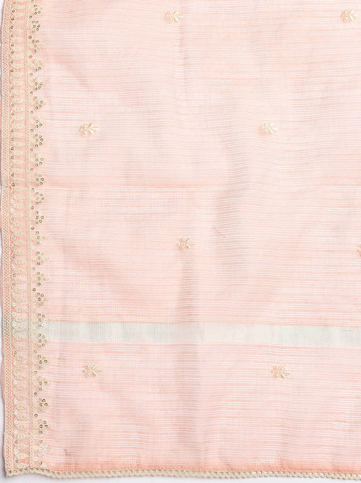 Embroidered Cotton Blend Unstitched Suit Piece With Dupatta