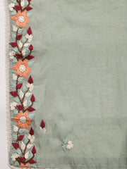 Neck Embroidered Chanderi Unstitched Suit With Dupatta