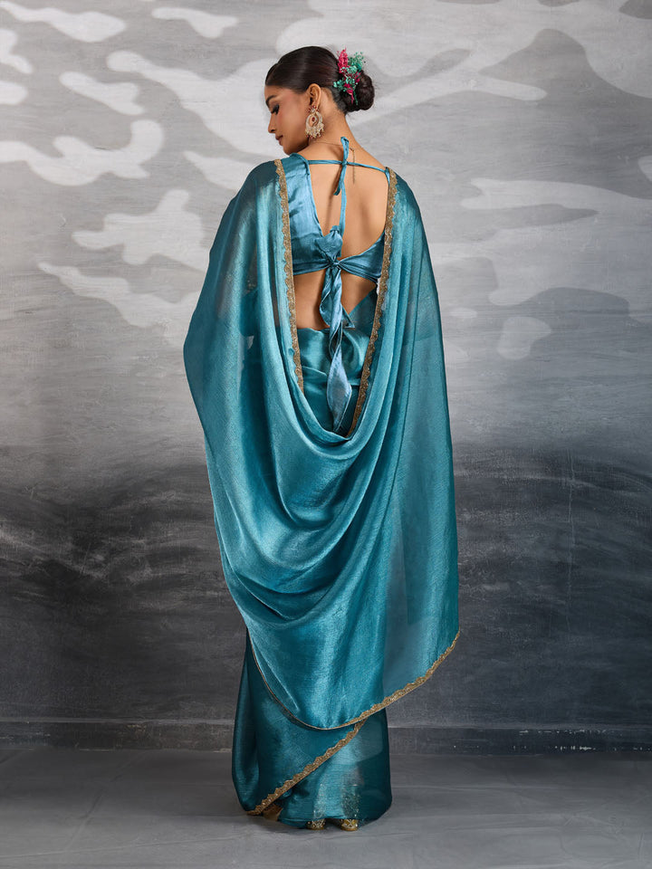 Embroidered Burberry Saree