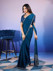 Stone Work Art Chiffon Saree