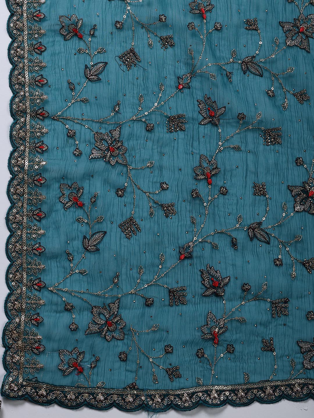 Embroidered Organza Unstitched Suit Piece With Dupatta