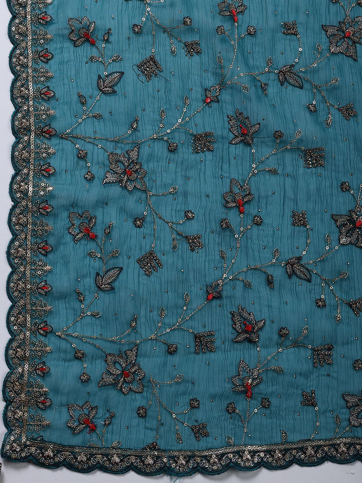 Embroidered Organza Unstitched Suit Piece With Dupatta