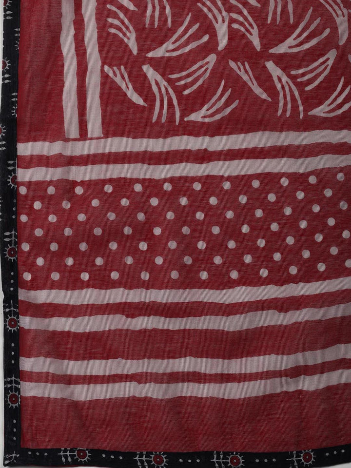 Printed Cotton Blend Unstitched Suit With Dupatta