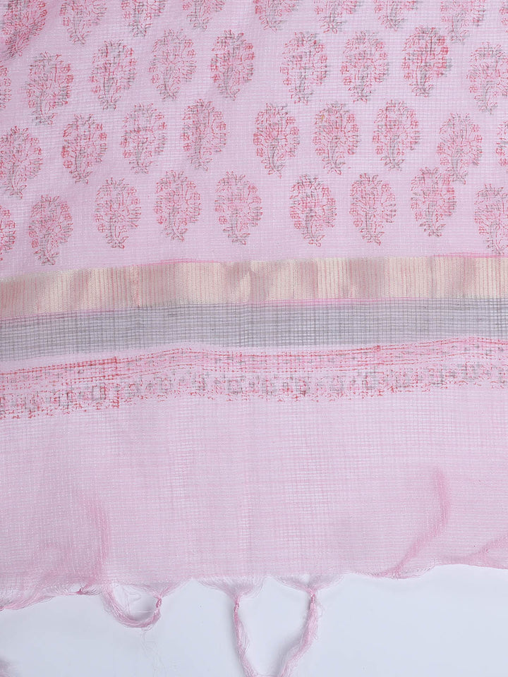 Neck Work Cotton Blend Unstitched Suit With Dupatta