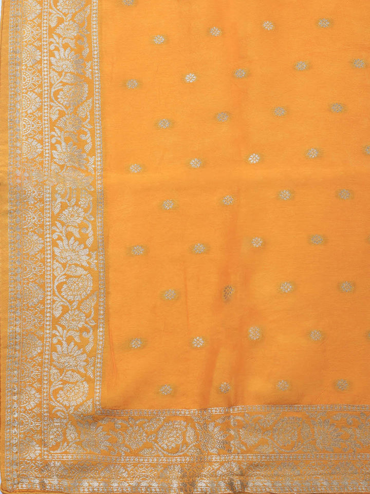Embroidered Art Silk Unstitched Suit Piece With Dupatta