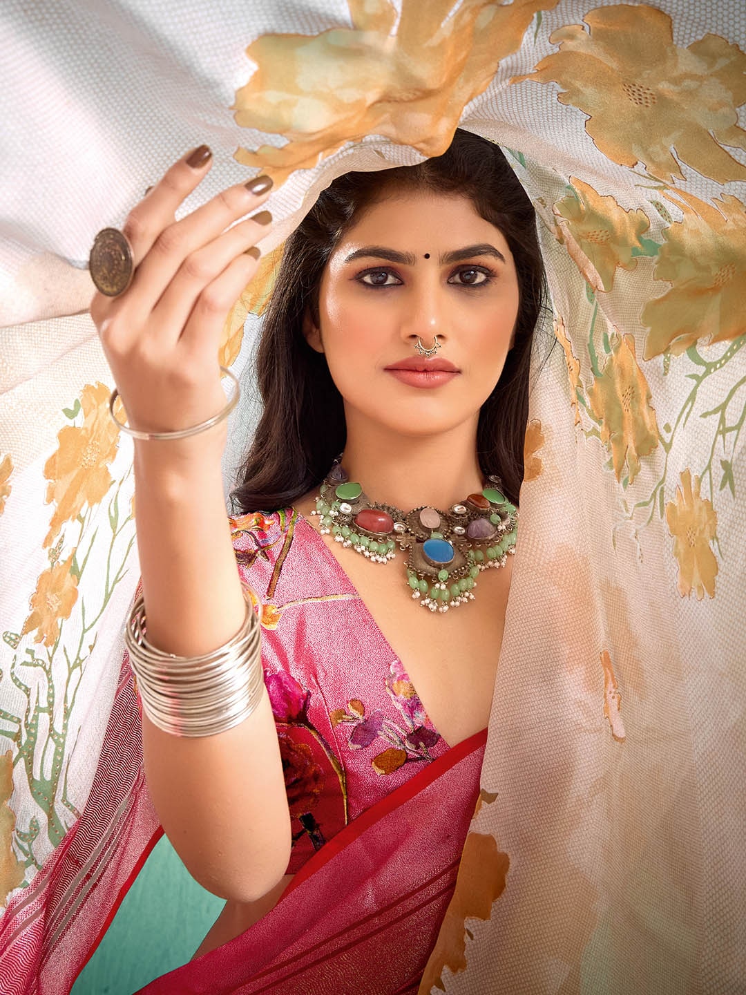Digital Floral Printed Georgette Saree