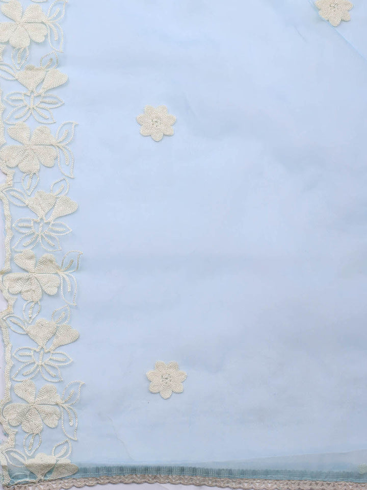 Neck Embroidery Chanderi Unstitched Suit With Dupatta