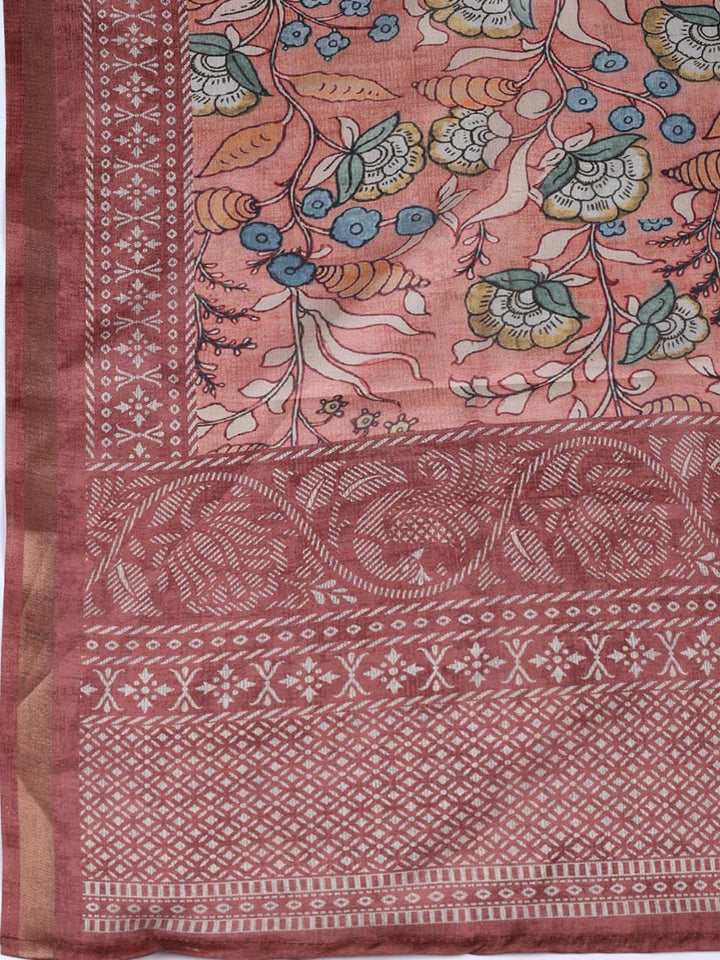 Neck Embroidery Art Tussar Unstitched Suit With Dupatta