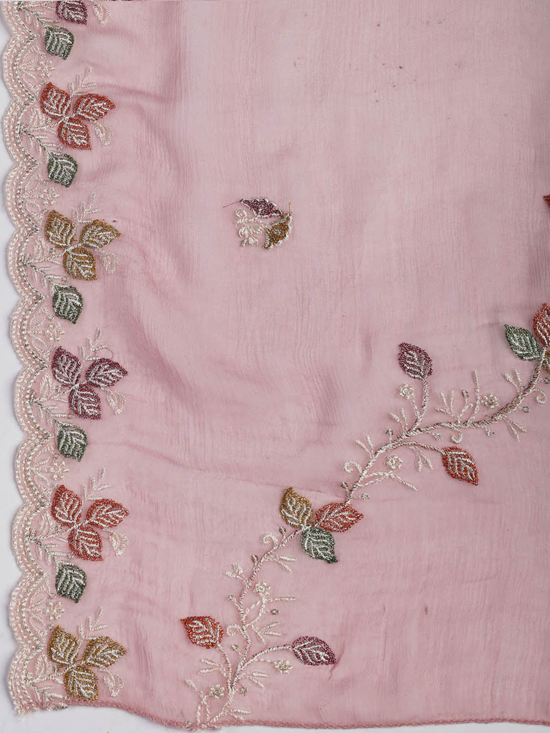 Embroidered Chinnon Unstitched Suit Piece With Dupatta