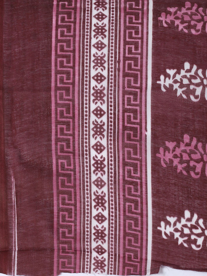 Printed Cotton Blend Unstitched Suit With Dupatta