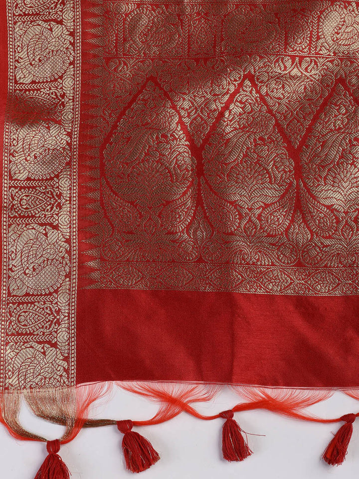 Woven Chanderi Unstitched Suit With Dupatta