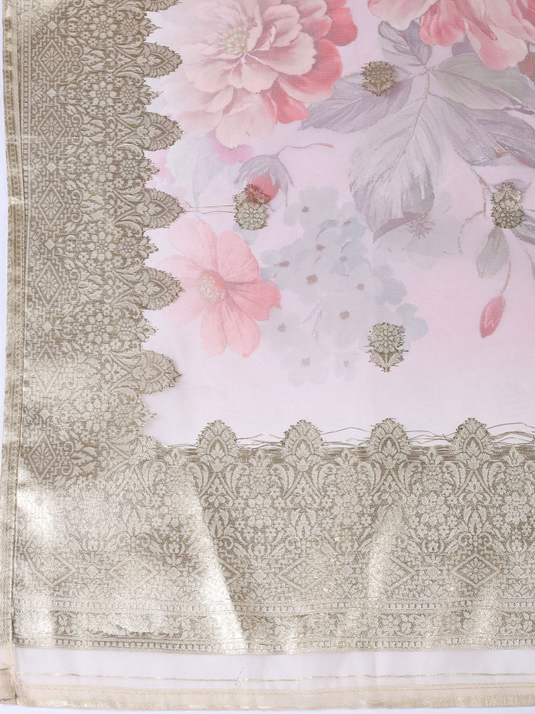 Neck Embroidered Tissue Unstitched Suit Piece With Dupatta