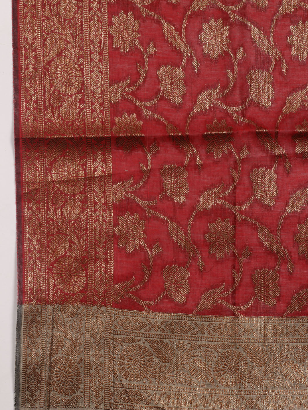 Neck Embroidered Chanderi Unstitched Suit Piece With Dupatta