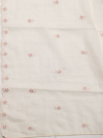 Neck Embroidered Cotton Unstitched Suit Piece With Dupatta