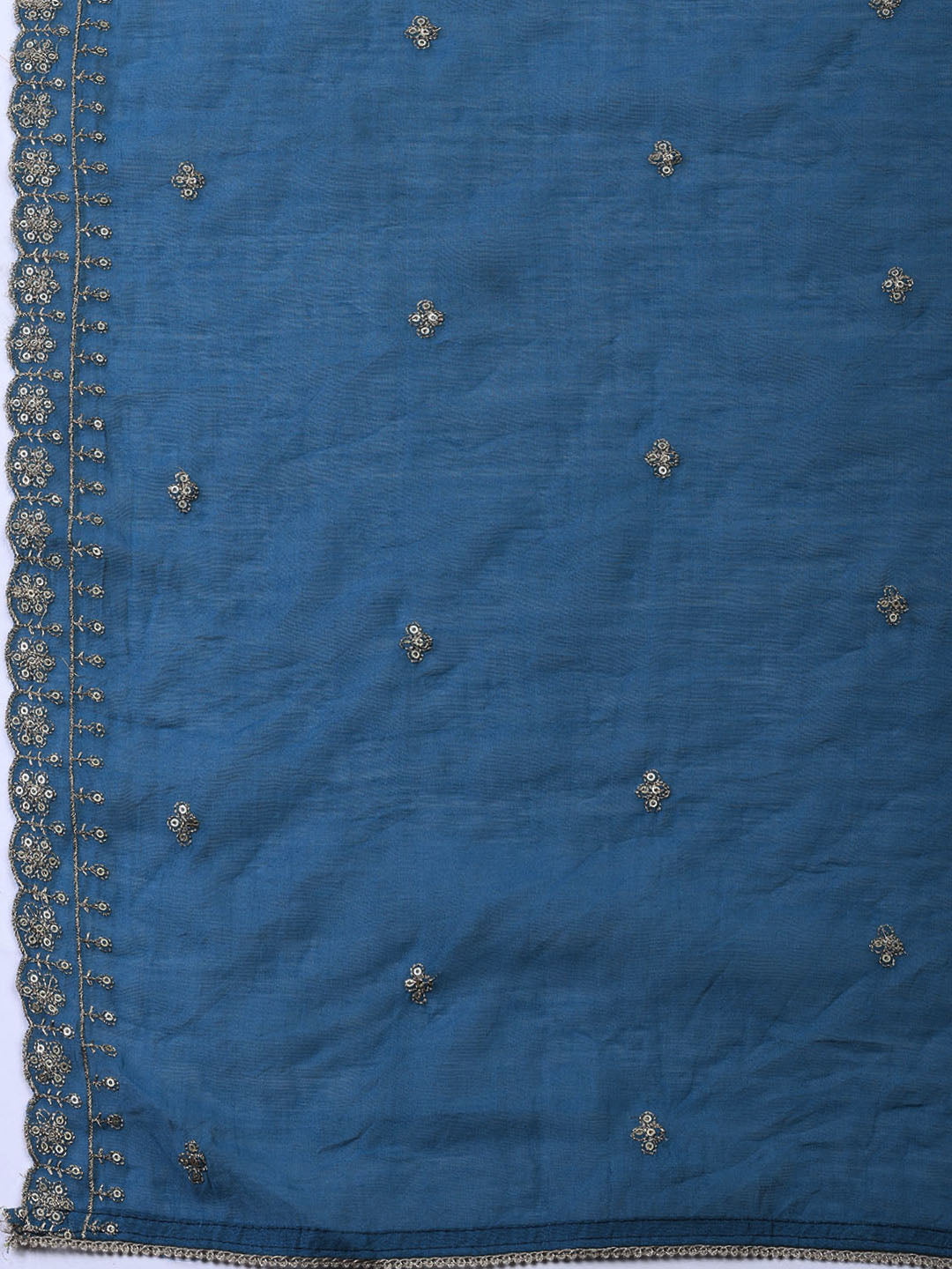 Neck Embroidered Cotton Blend Unstitched Suit With Dupatta