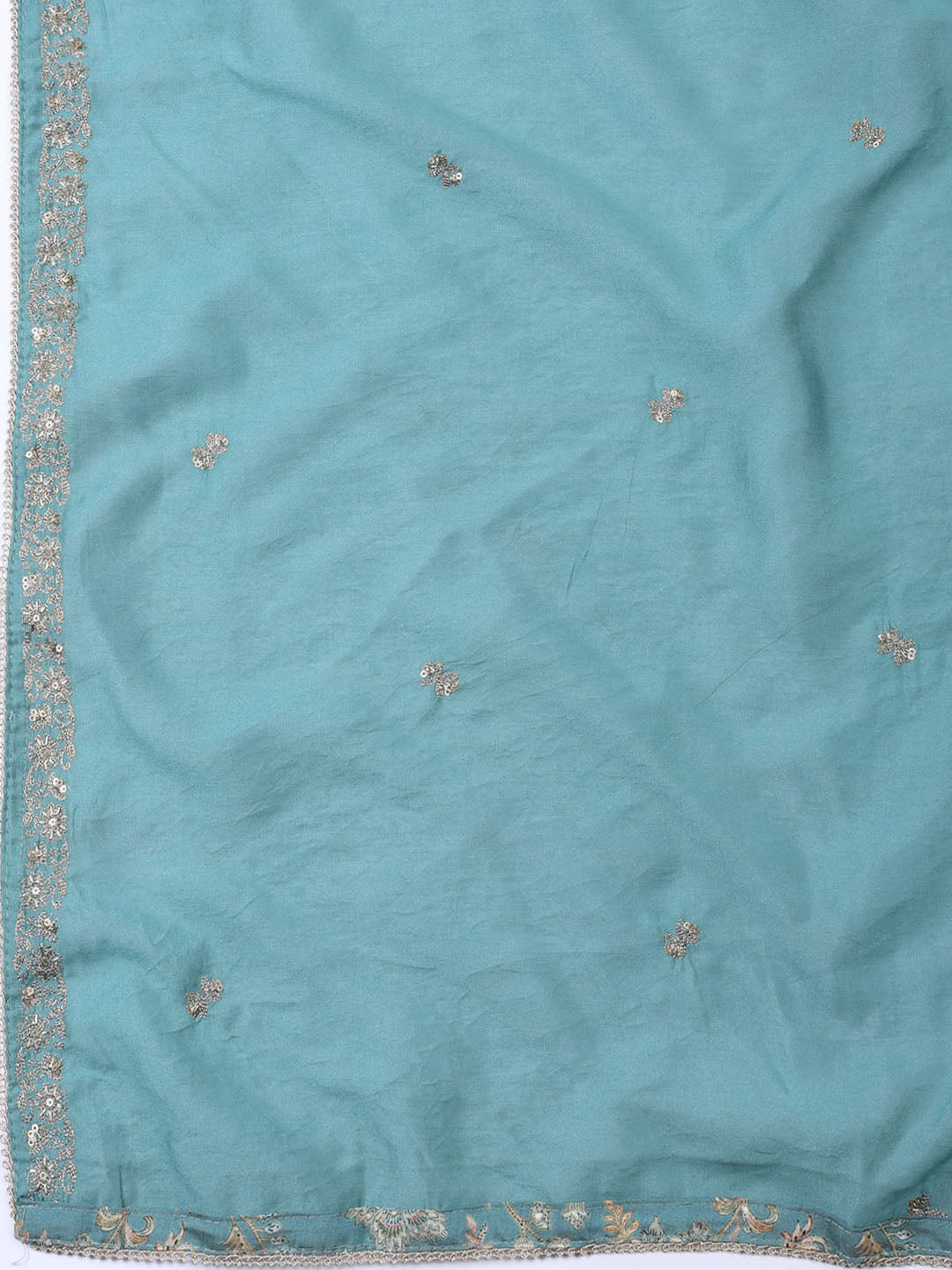 Neck Embroidered Cotton Blend Unstitched Suit With Dupatta