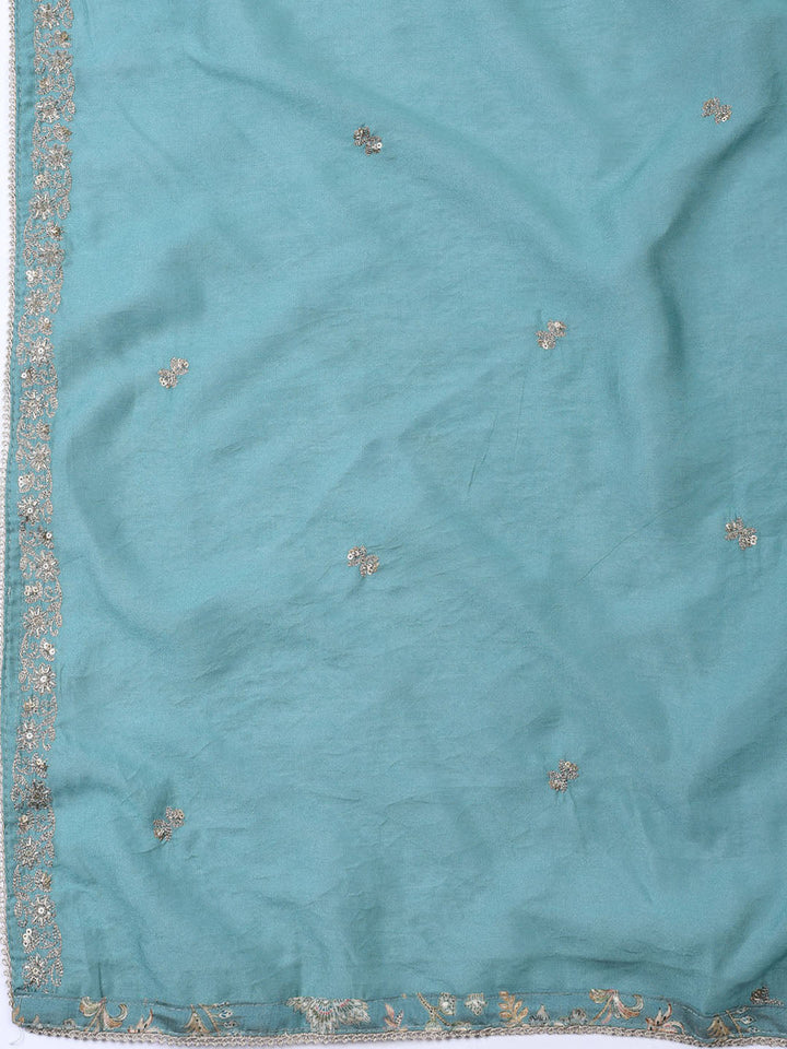 Neck Embroidered Cotton Blend Unstitched Suit With Dupatta
