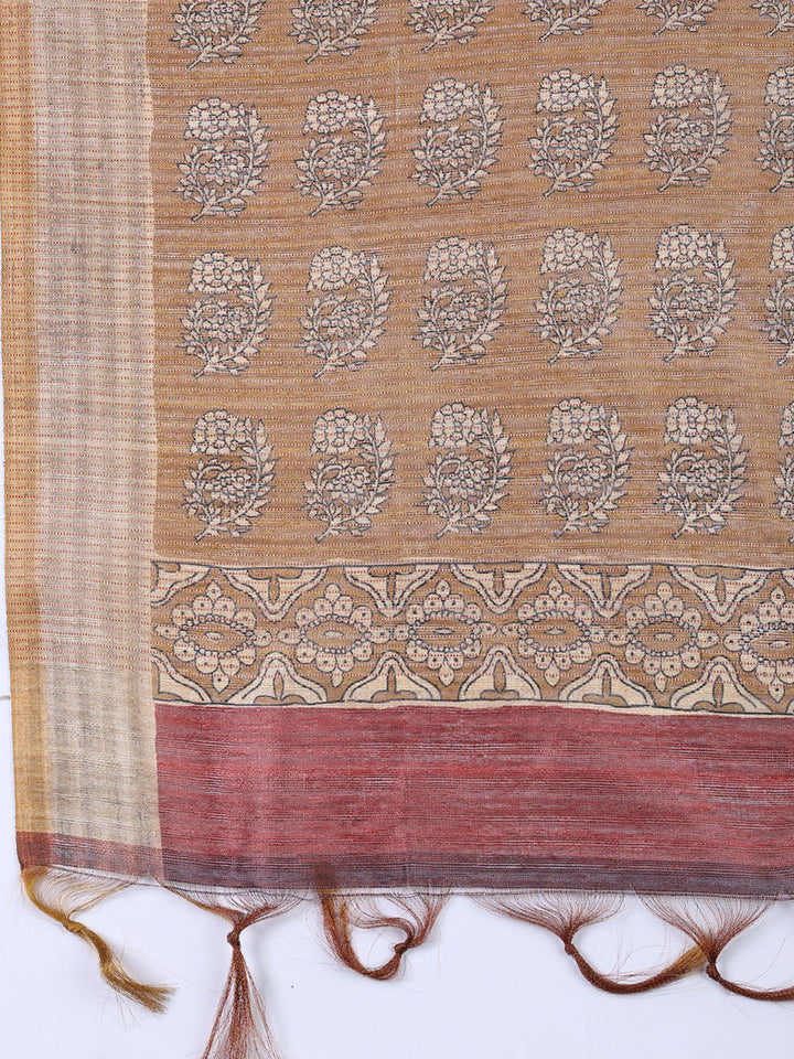 Neck Embroidered Chanderi Unstitched Suit With Dupatta