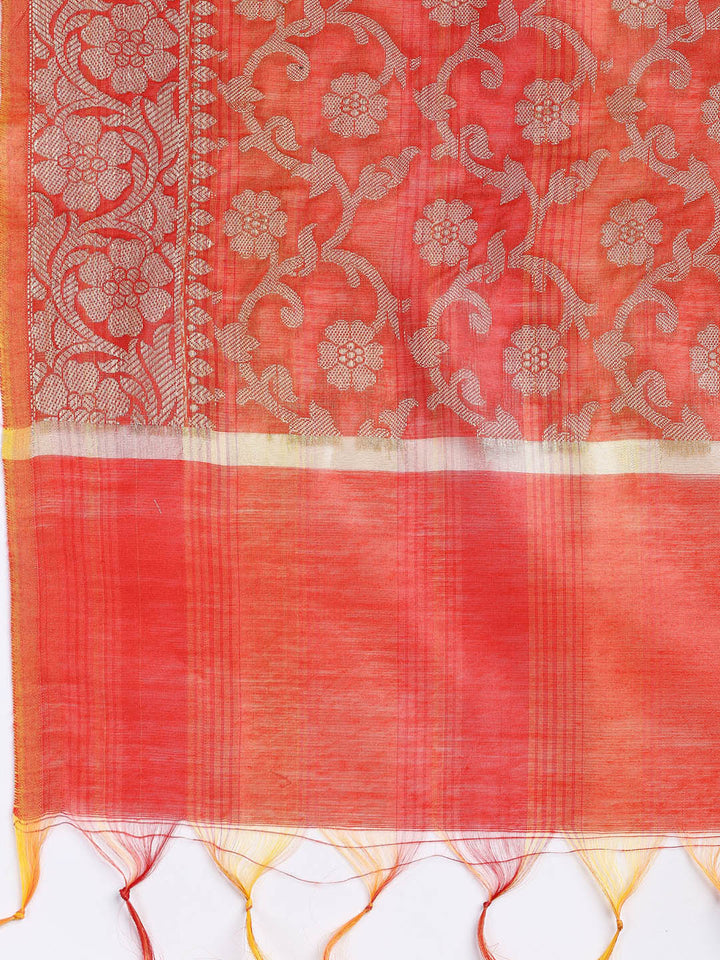 Woven Chanderi Unstitched Suit With Dupatta