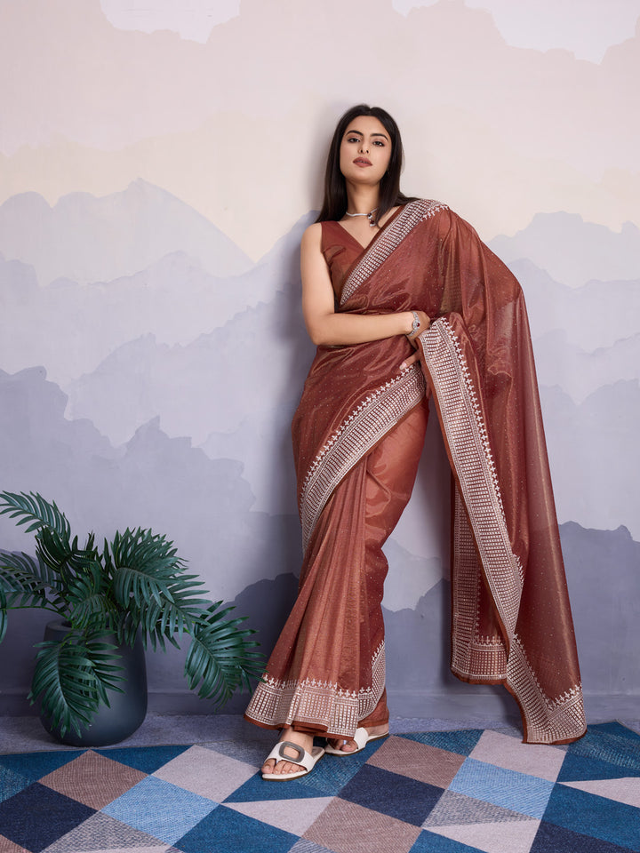 Embroidered Net Saree