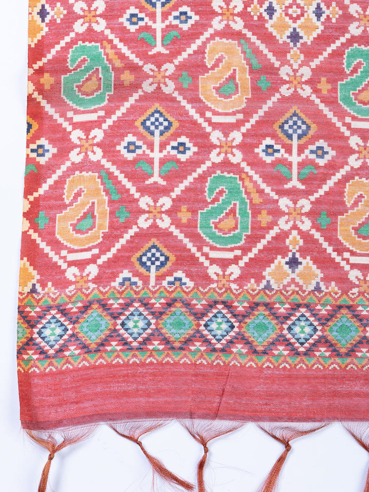 Neck Embroidered Chanderi Unstitched Suit With Dupatta