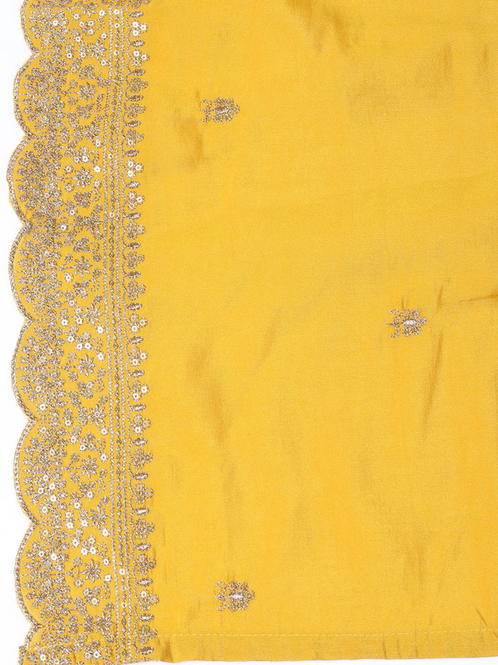 Neck Embroidered Chanderi Unstitched Suit Piece With Dupatta