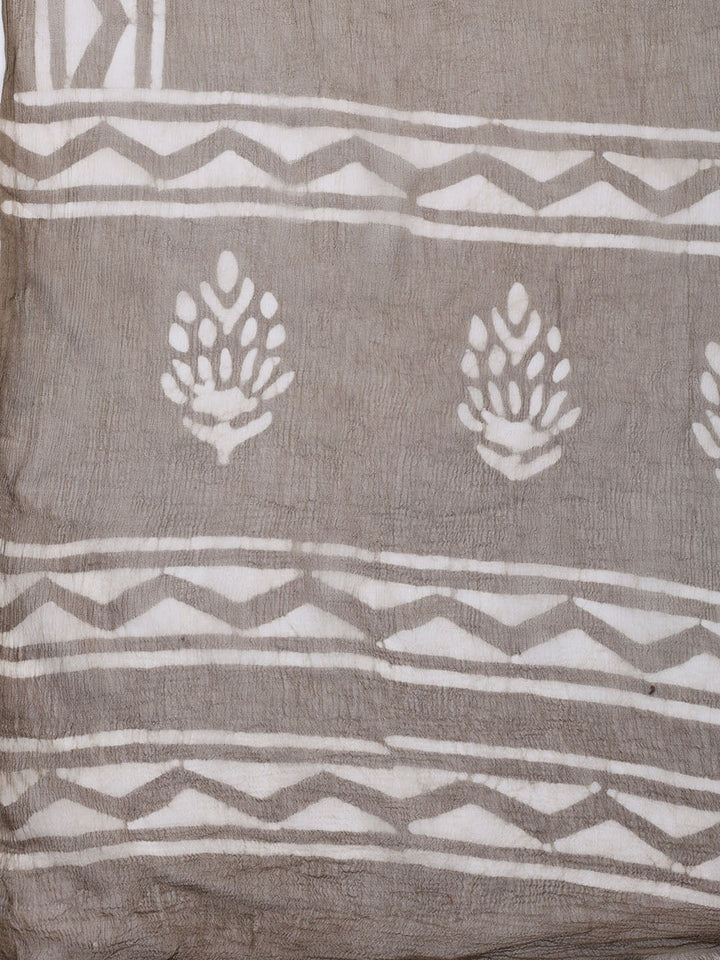 Printed Chanderi Unstitched Suit Piece With Dupatta