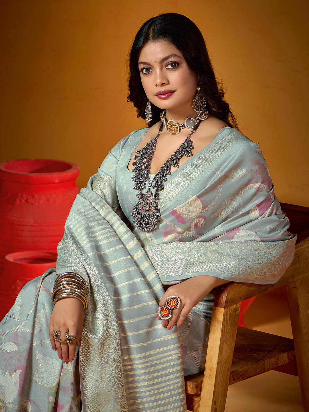 Zari Jaal Woven Art Silk Saree