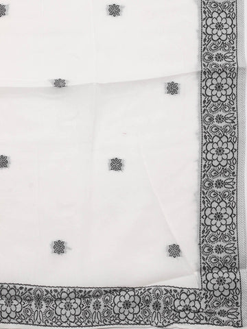 Neck Work Cotton Unstitched Suit With Dupatta