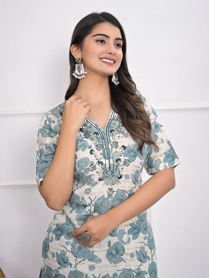 Printed Muslin Kurta With Pants