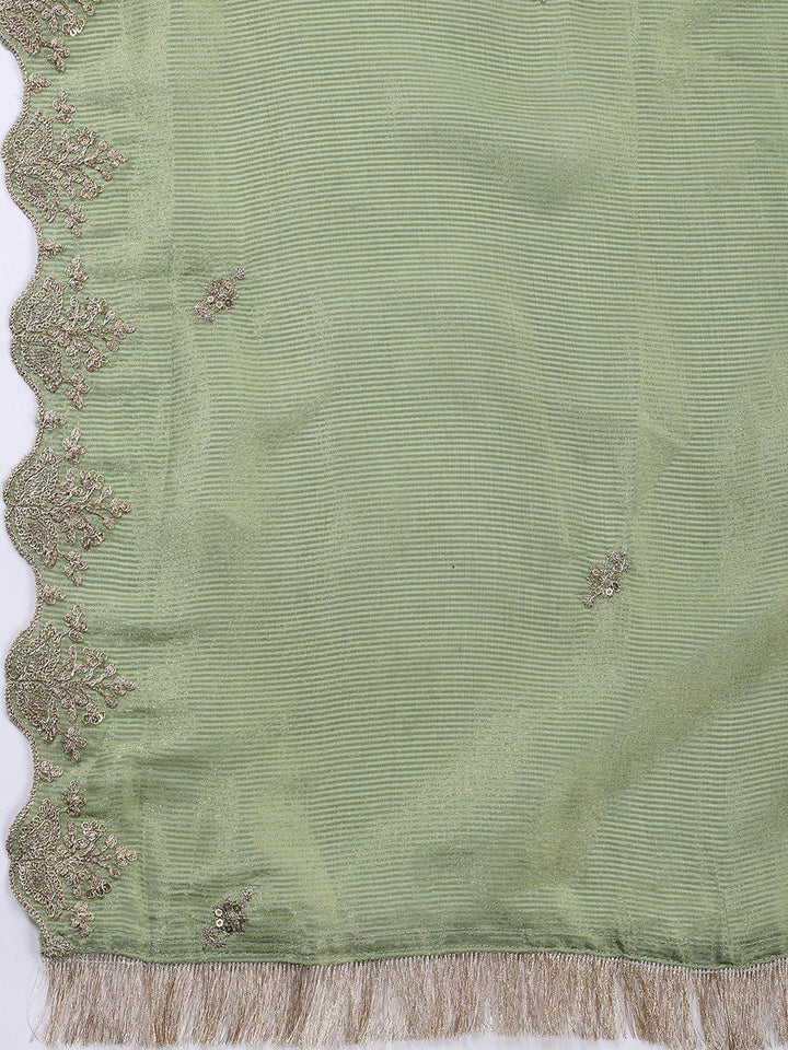 Neck Embroidered Tissue Unstitched Suit With Dupatta