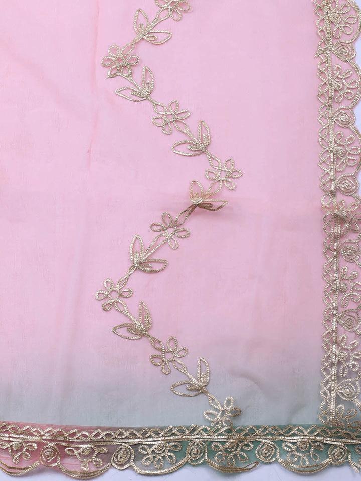 Neck Embroidery Chanderi Unstitched Suit With Dupatta