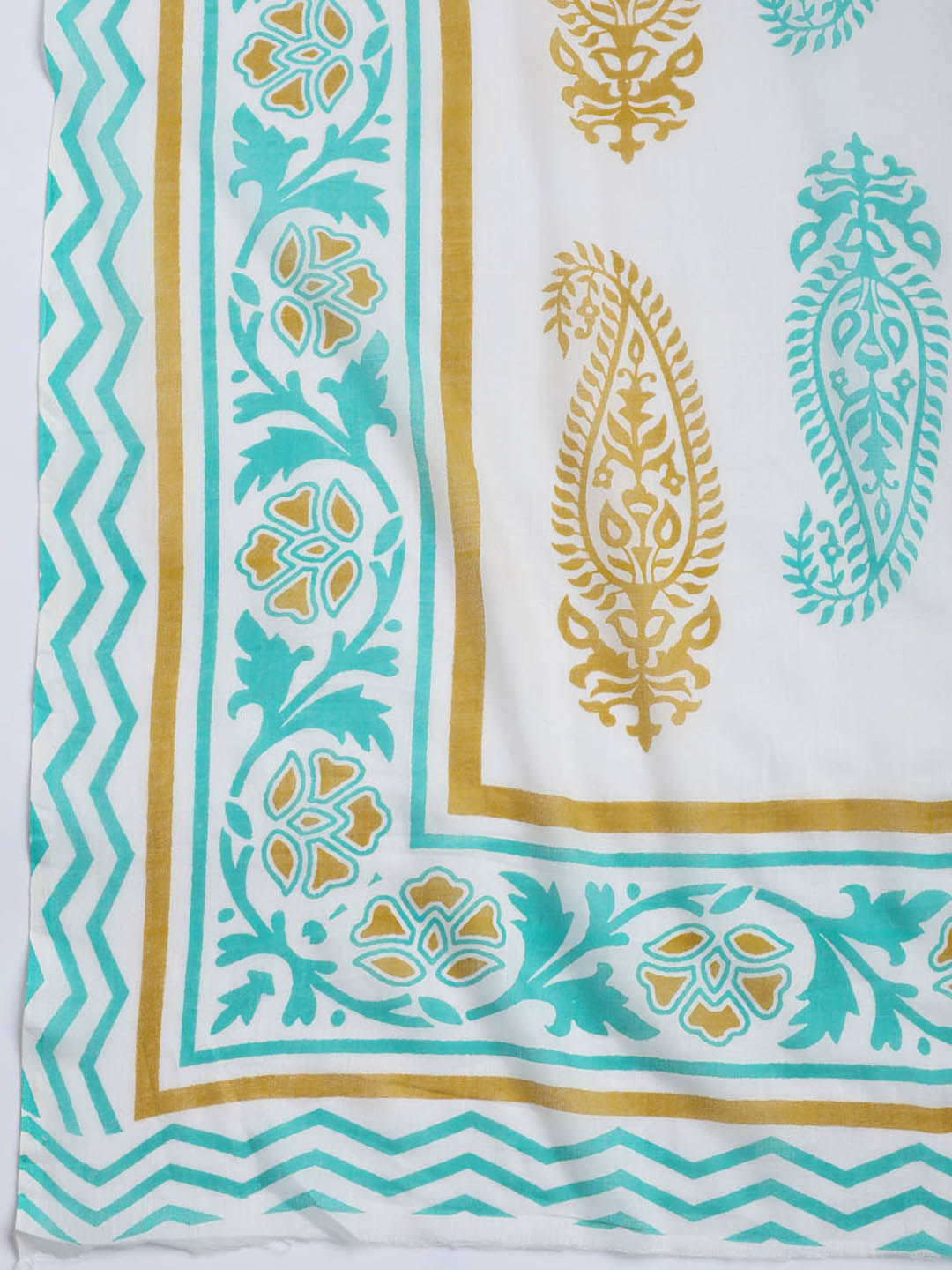 Printed Cotton Blend Unstitched Suit With Dupatta