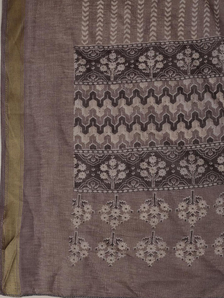 Printed Cotton Blend Unstitched Suit Piece With Dupatta