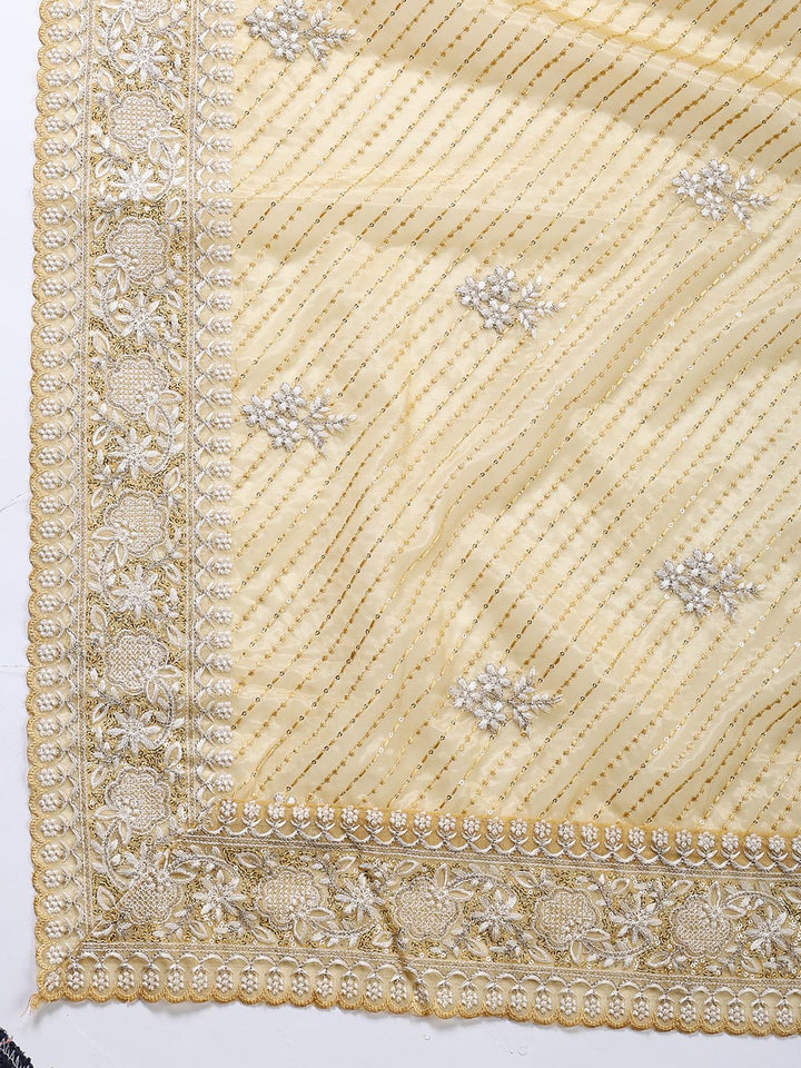 Embroidered Organza Unstitched Suit Piece With Dupatta
