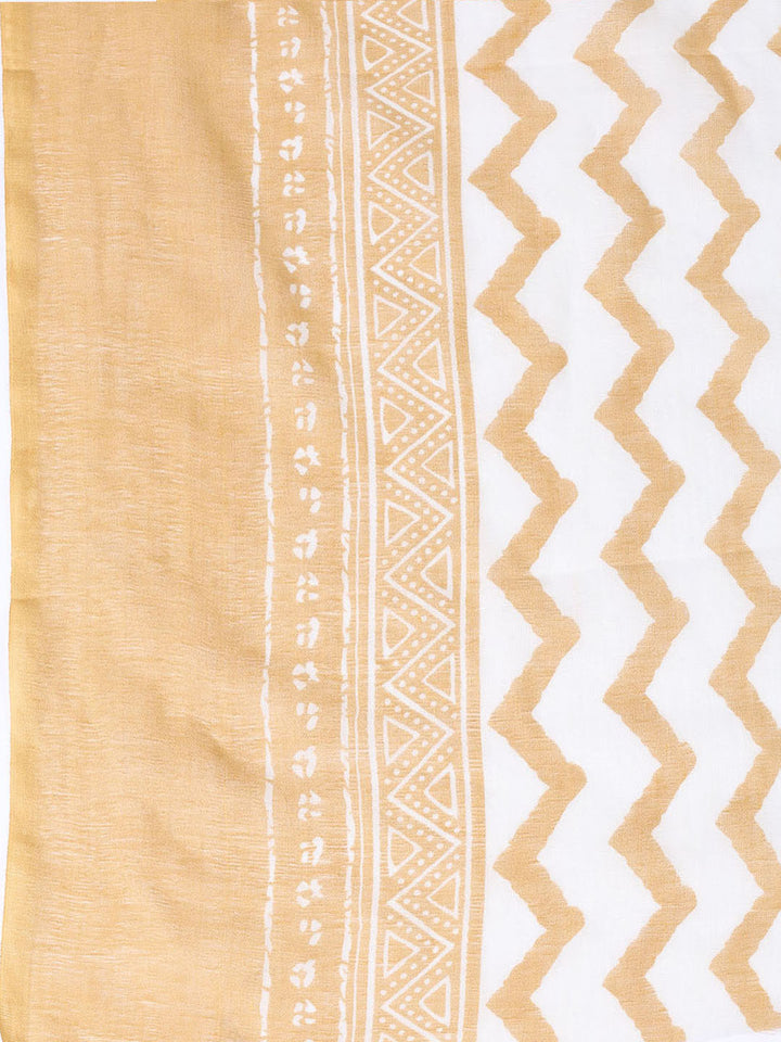 Printed Cotton Blend Unstitched Suit With Dupatta