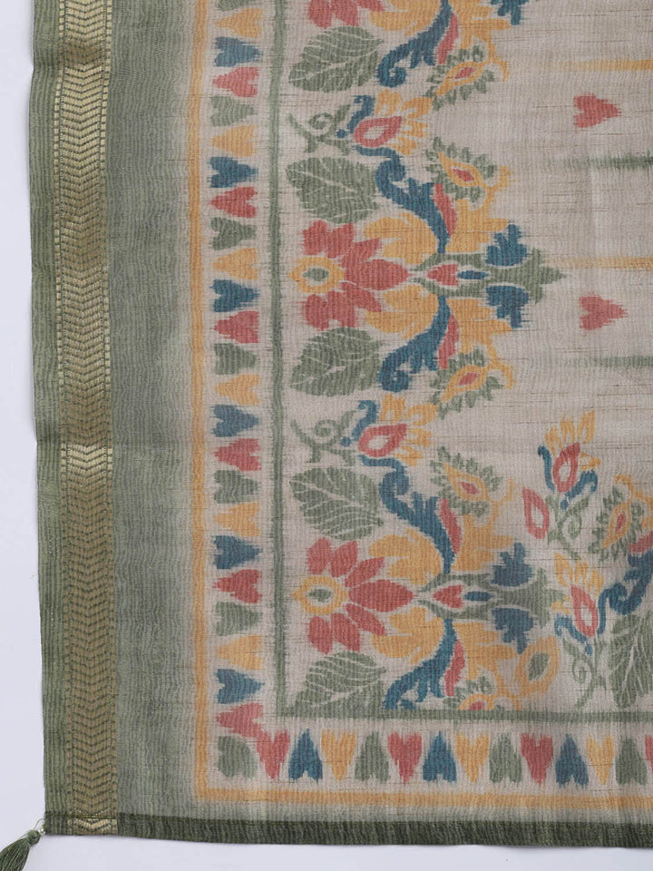 Woven Chanderi Unstitched Suit With Dupatta