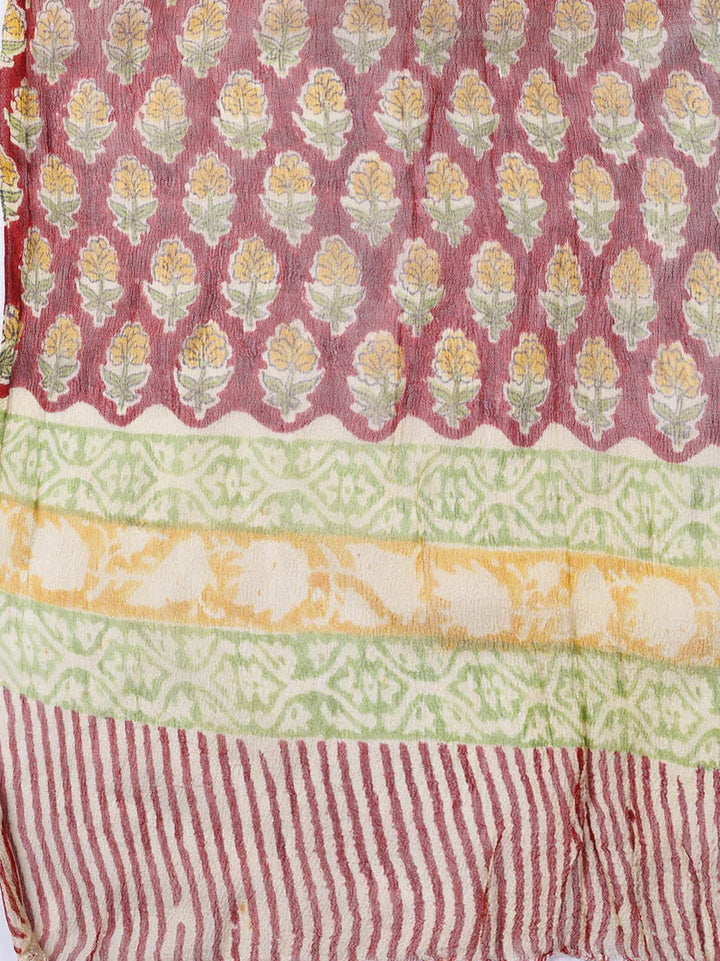 Printed Cotton Blend Unstitched Suit With Dupatta