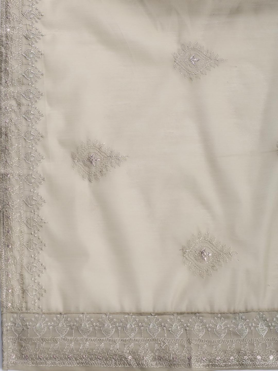 Embroidered Chanderi Unstitched Suit With Dupatta