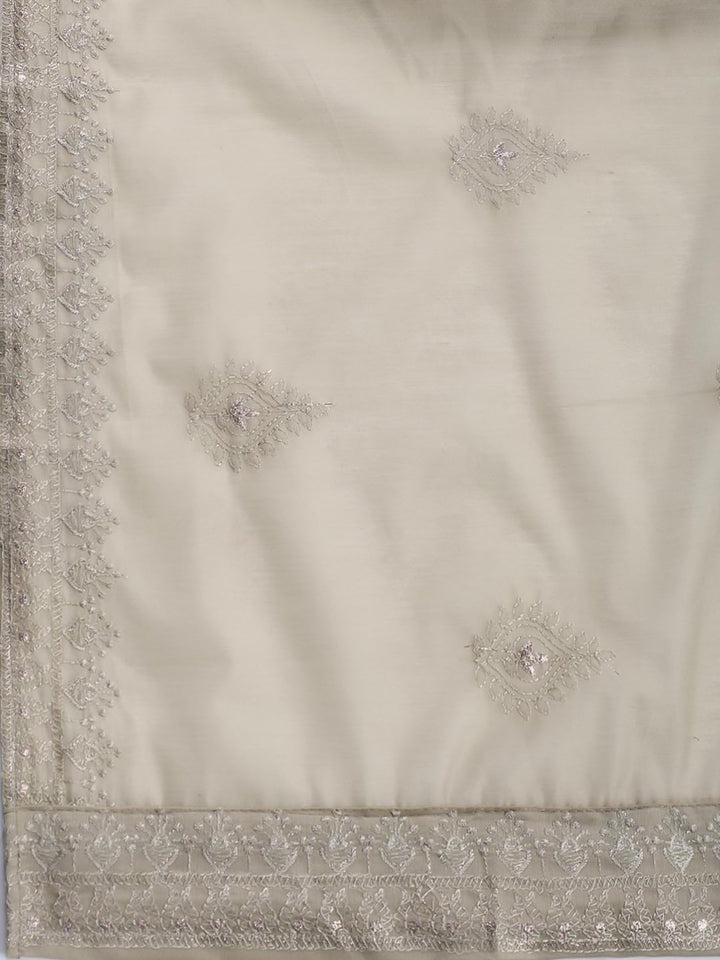 Embroidered Chanderi Unstitched Suit With Dupatta