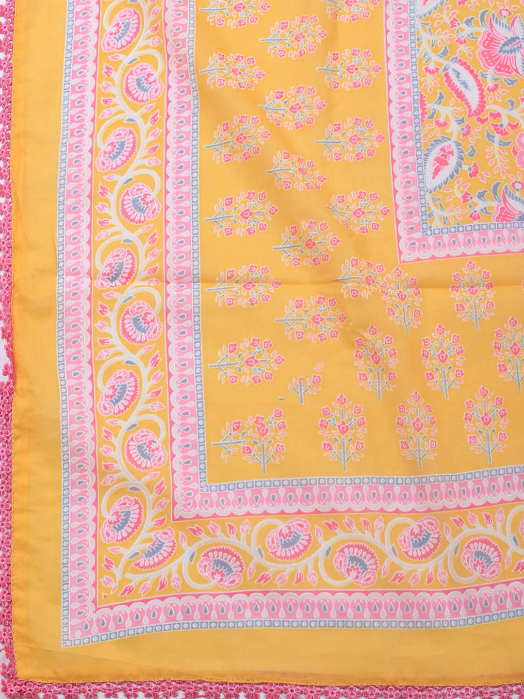 Printed Cotton Blend Unstitched Suit Piece With Dupatta