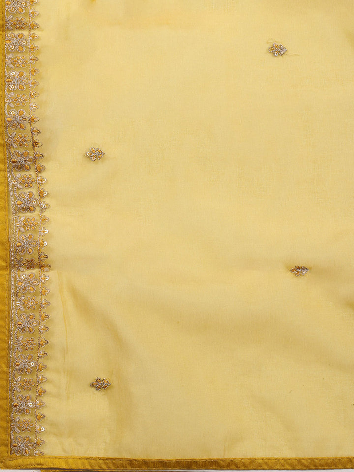 Neck Embroidered Organza Unstitched Suit With Dupatta