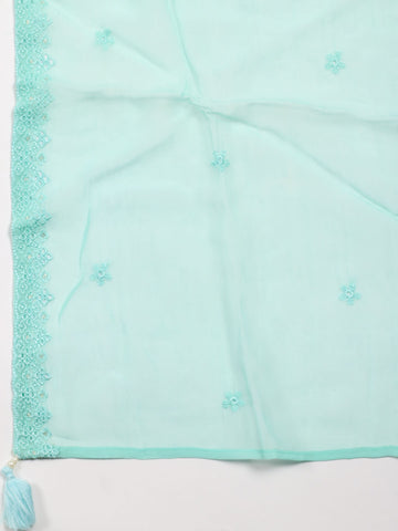 Panel Embroidery Linen Unstitched Suit With Dupatta