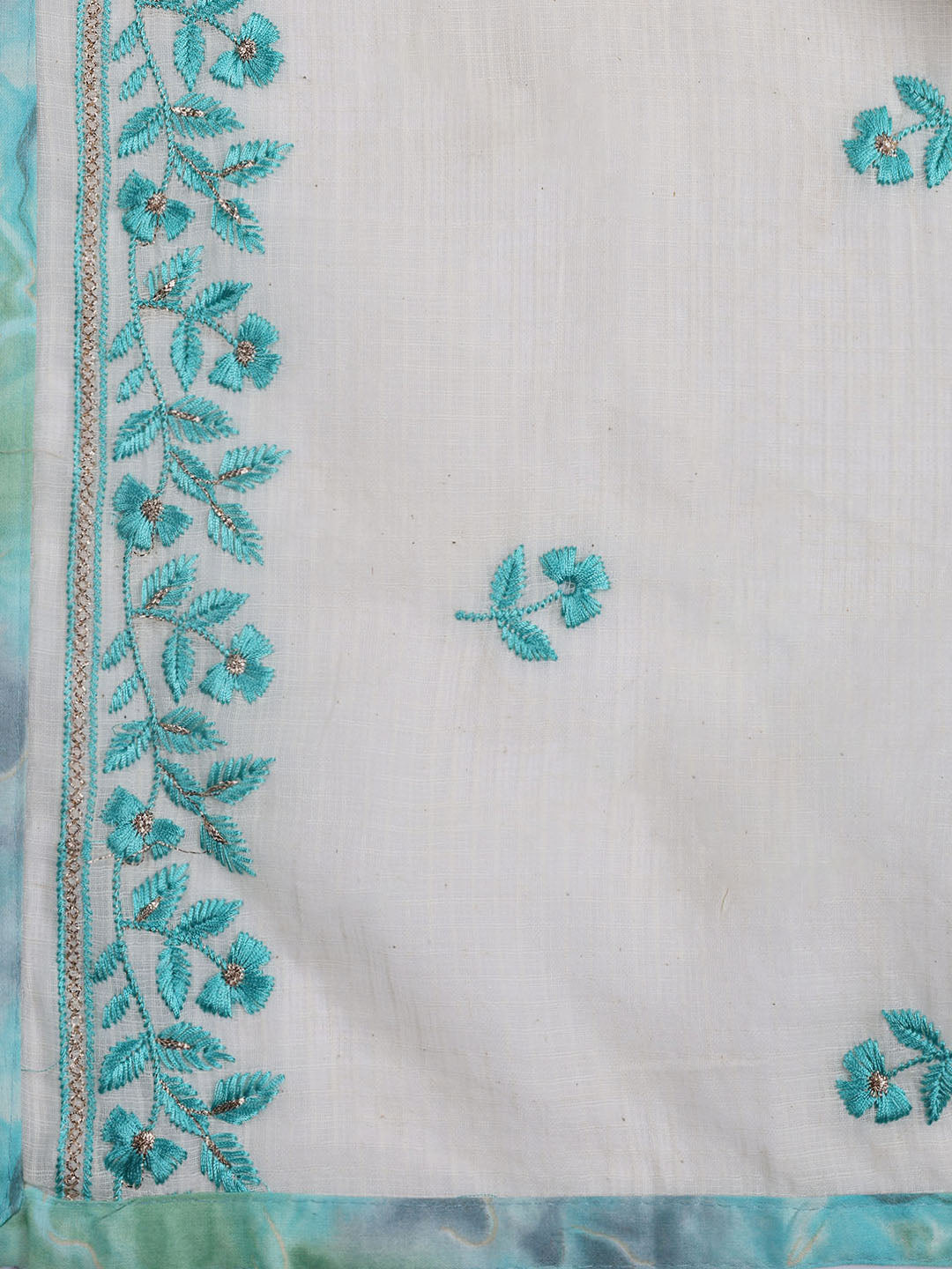 Neck Embroidered Cotton Blend Unstitched Suit Piece With Dupatta